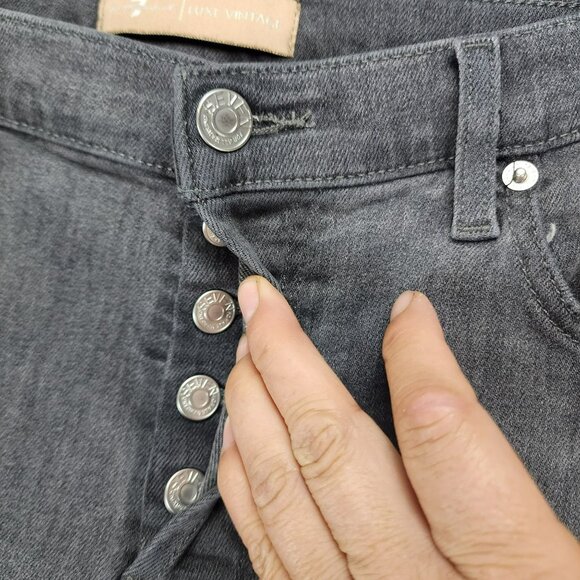 7 For All Mankind Jeans Womens 32 Josefina Gray Stretch Mid Rise Button Fly Luxe - Picture 2 of 16
